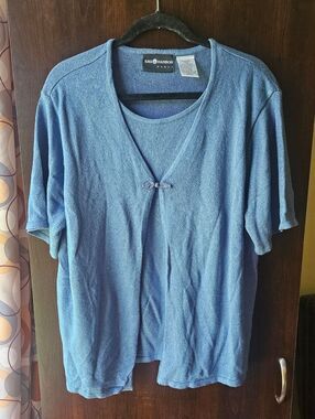 Sag Harbor Blue Pullover Blouse Size 1X